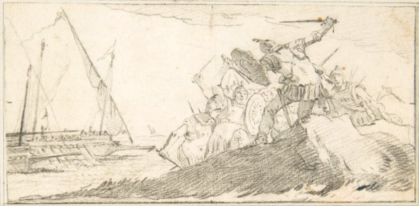 Illustration for a Book- Battle by the Sea Coast MET DP812564