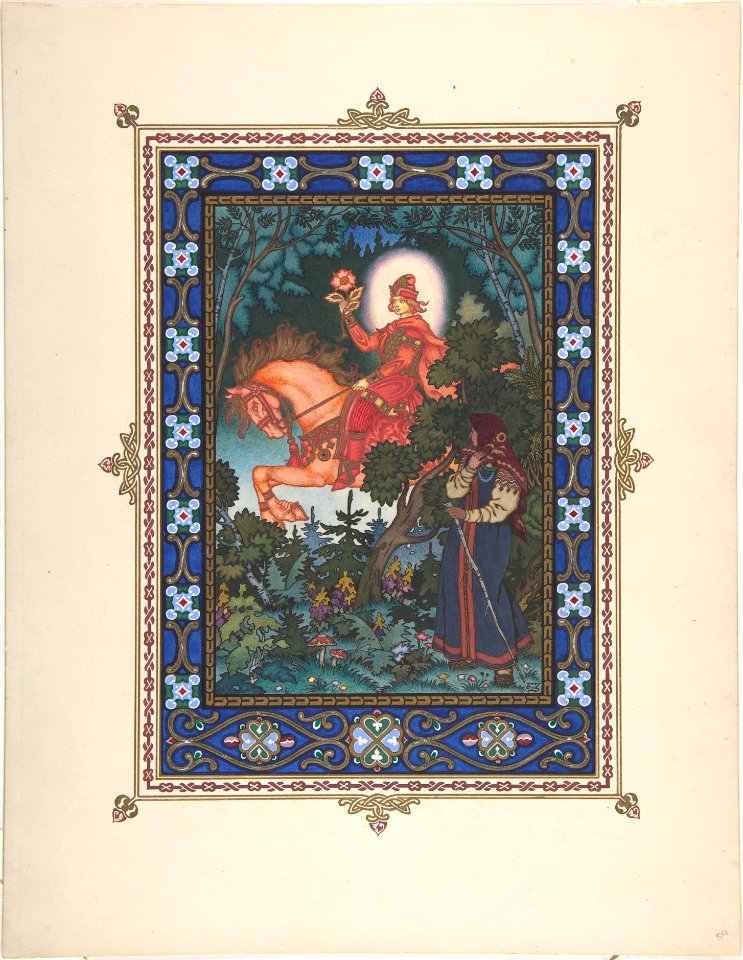 Illustration for "La Belle Vassilissa" -The Red Knight passes Vassilissa in the Forest- MET DP804766