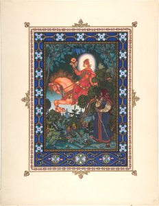 Illustration for "La Belle Vassilissa" -The Red Knight passes Vassilissa in the Forest- MET DP804766