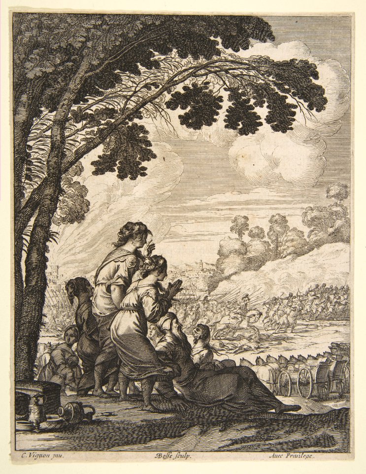 Illustration from "L'Ariane" by Desmarets de Saint-Sorlin; Palamede on Horseback Confronts His Enemies while Searching for Epicharis MET DP818030
