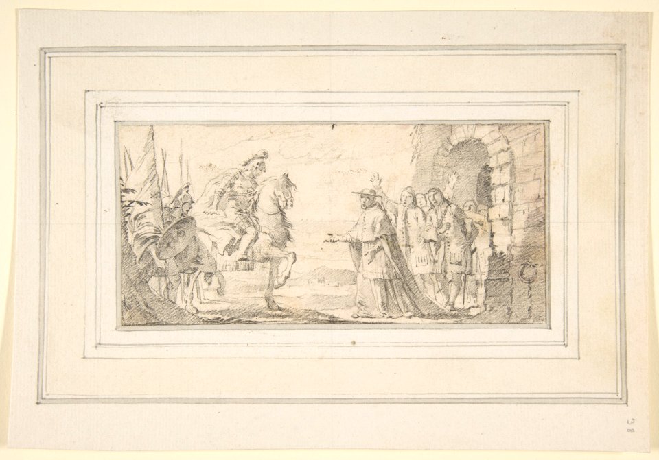 Illustration for a Book- Cardinal Receiving a General at a City Gate MET DP812004