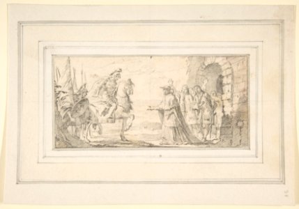 Illustration for a Book- Cardinal Receiving a General at a City Gate MET DP812004