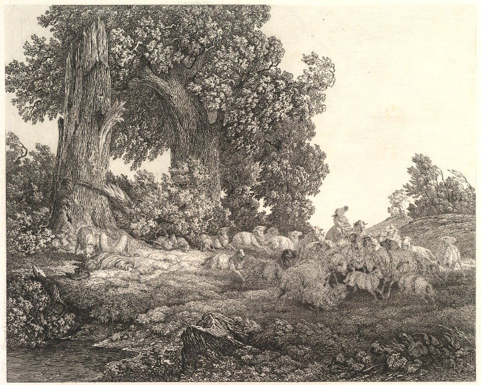 Ideal Landscape with Sleeping Shepherd and Sheep MET DP821163