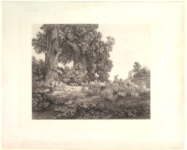 Ideal Landscape with Sleeping Shepherd and Sheep MET DP821164