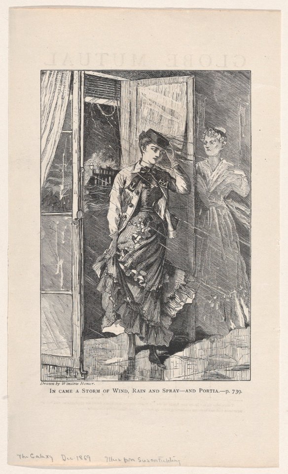 In Came a Storm of Wind, Rain and Spray – and Portia – Drawn by Winslow Homer (The Galaxy, Vol. VIII) MET DP875231