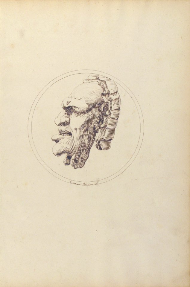 Human Mask Looking to the Left within a Circle MET 60.541.2