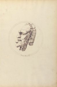 Human Mask Looking to the Left within a Circle MET 60.541.2