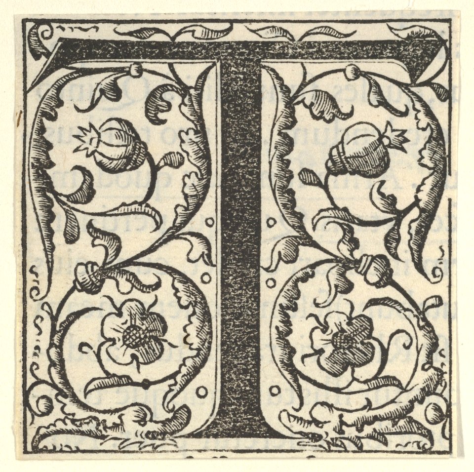 Initial letter T with garlands MET DP855596