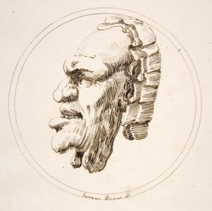 Human Mask Looking to the Left within a Circle MET DP811142