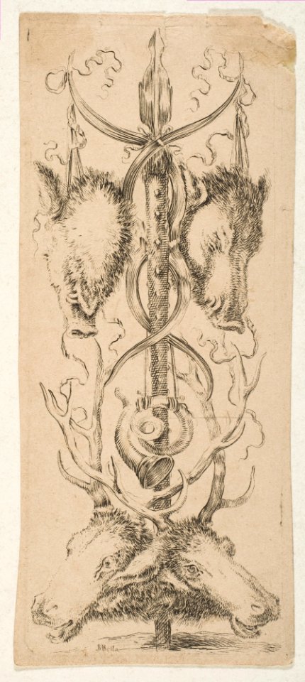 Hunting Trophy with Stag Heads Below MET DP817944