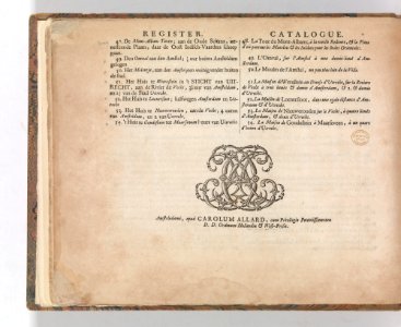 Index to the plates of the 'Tooneel Der Voornaamste Nederlands Huizen, En Lust Hoven, Naar T Leven Afgebeeld' MET DP-1664-005