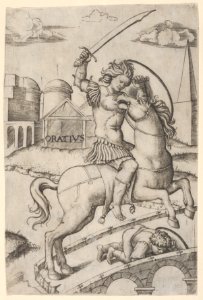 Horatius Cocles on horseback, trampling a fallen soldier MET DP854401