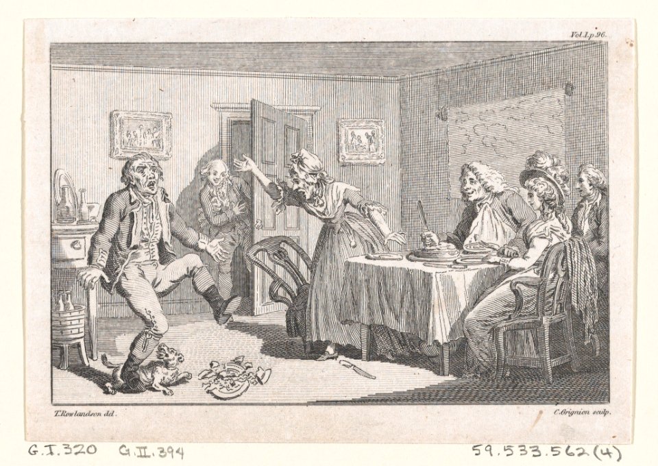 Humphry Clinker Smashing a Dish at Dinner..., an illustration from Tobias Smollett's "The Expedition of Humphry Clinker" (London, 1793), Vol. 1 MET DP872117