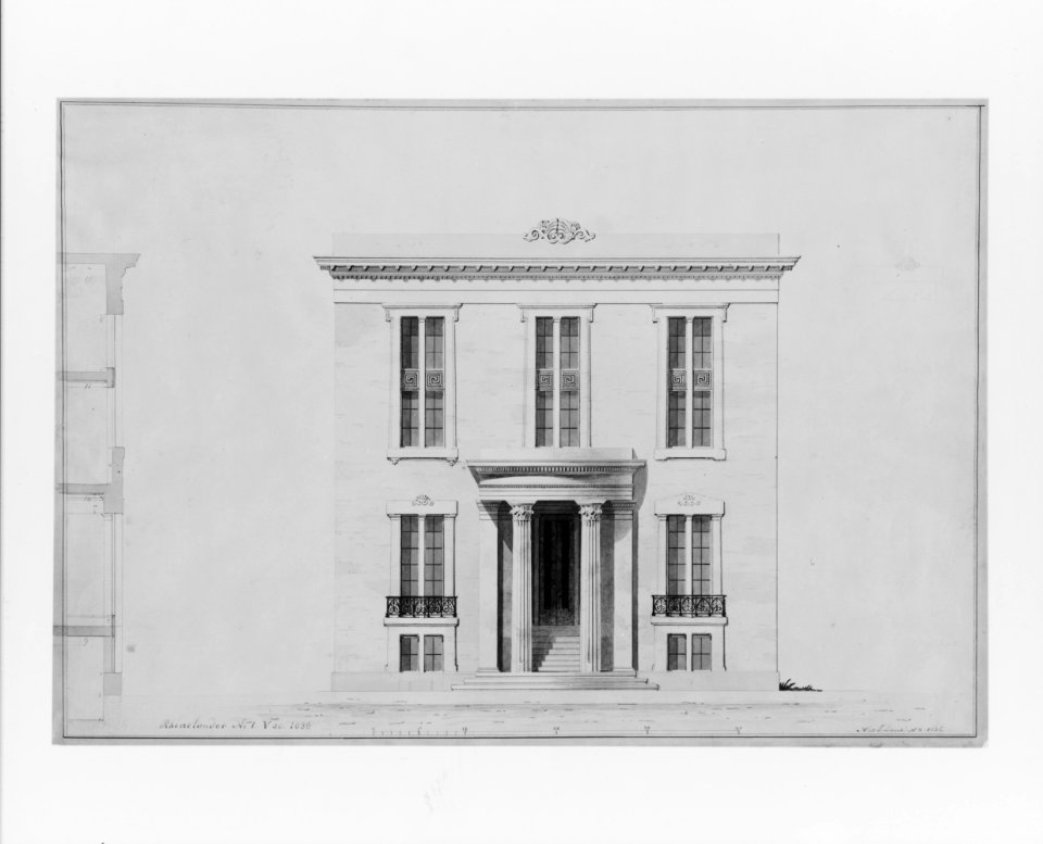 House for William C. Rhinelander, No. 1 Fifth Avenue, New York (front elevation and partial section, project) MET 185387