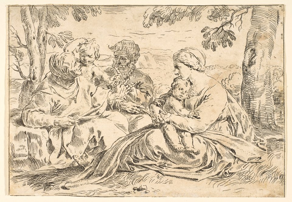 Holy Family with Saint Elizabeth and Saint John the Baptist, copy in reverse after Cantarini MET DP815096