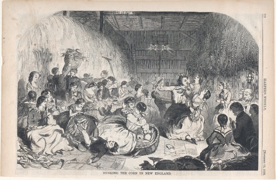 Husking the Corn in New England (Harper's Weekly, Vol. II) MET DP875154
