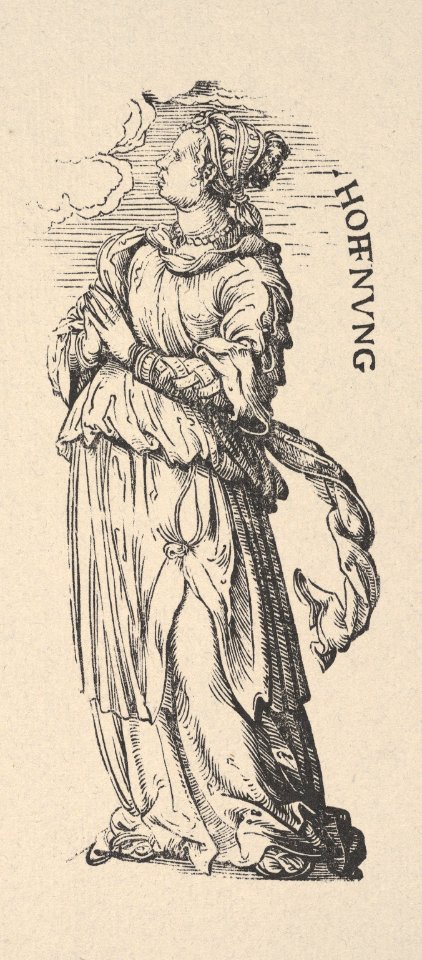 Hope (Hoffnung), from The Seven Virtues, in Holzschnitte alter Meister gedruckt von den Originalstöcken der Sammlung Derschau im besitz des Staatlichen Kupferstich-kabinetts zu Berlin MET DP834012