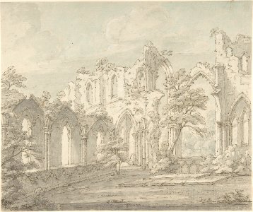 Interior view of Fountains Abbey, Yorkshire MET DP805095