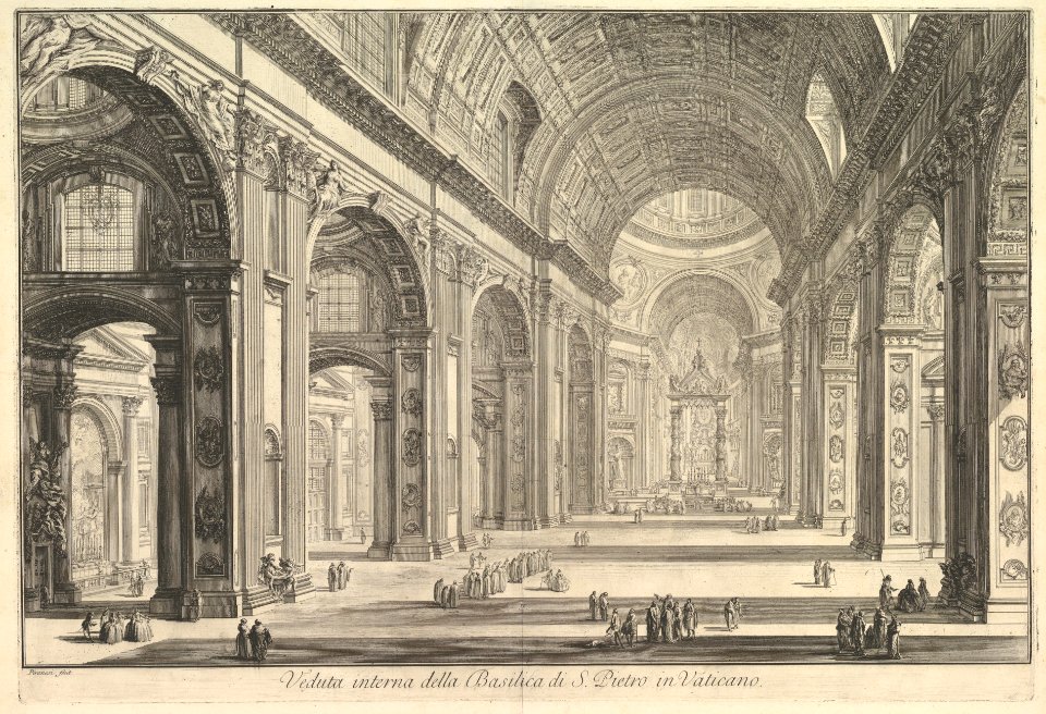 Interior view of St. Peter's Basilica in the Vatican, from Vedute di Roma (Roman Views) MET DP828218