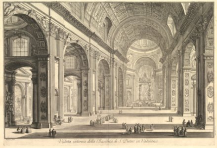 Interior view of St. Peter's Basilica in the Vatican, from Vedute di Roma (Roman Views) MET DP828218