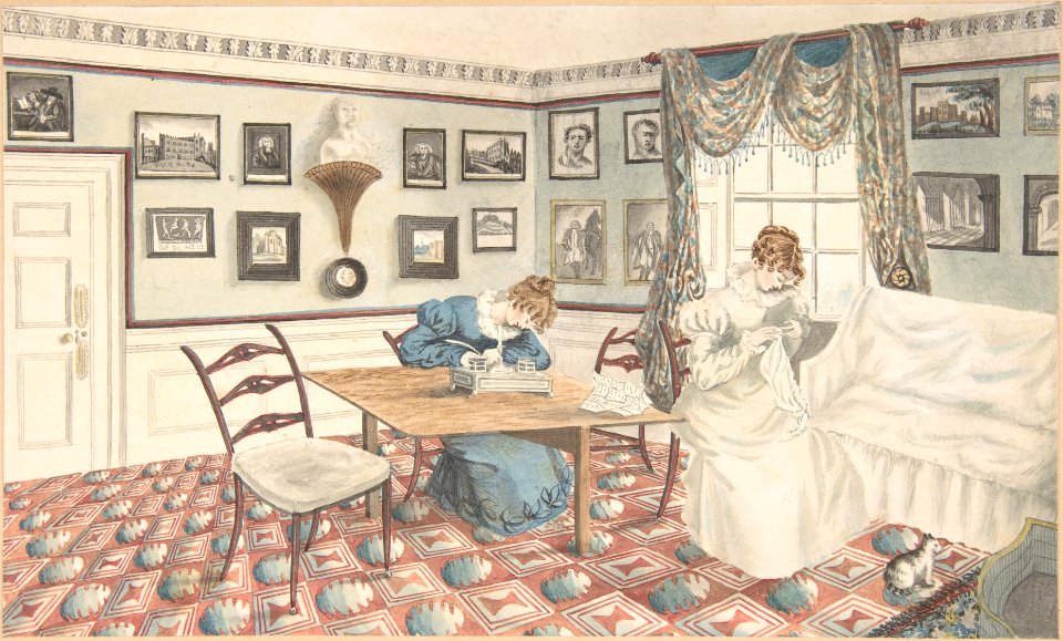 Interior with a Woman Writing and Sewing MET DP806207