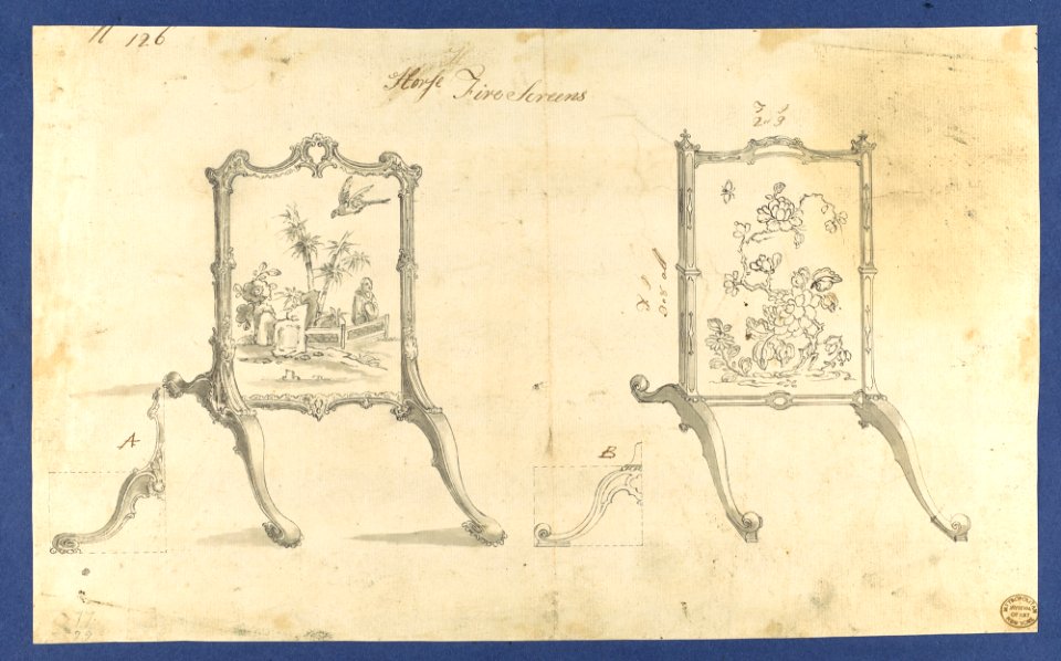 Horse Fire Screens, in Chippendale Drawings, Vol. I MET DP104154