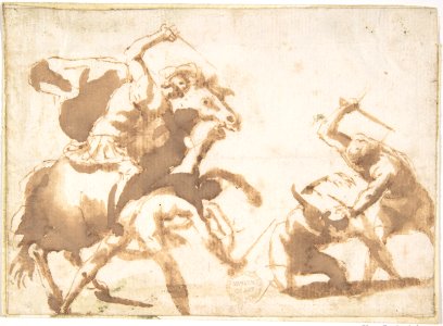 Horsemen and Three Foot Soldiers in Battle MET DP807689