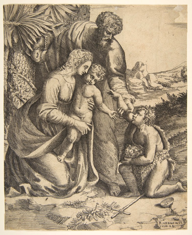 Holy Family with Saint John the Baptist who kneels at the right MET DP812417
