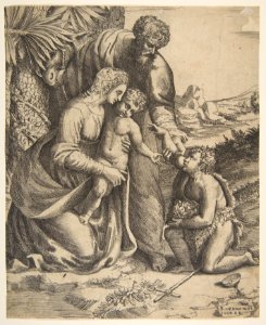 Holy Family with Saint John the Baptist who kneels at the right MET DP812417