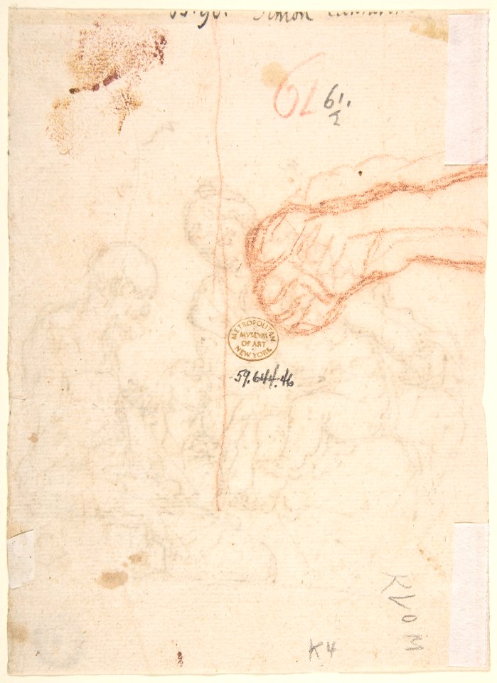 Holy Family with St. John the Baptist (recto); Study of a Foot (verso) MET DP802700