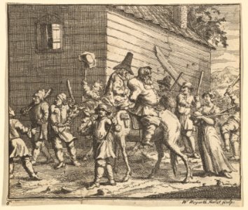 Hudibras and Ralpho Made Prisoners and Carried to the Stocks (Seventeen Small Illustrations for Samuel Butler's Hudibras, no. 6) MET DP824931