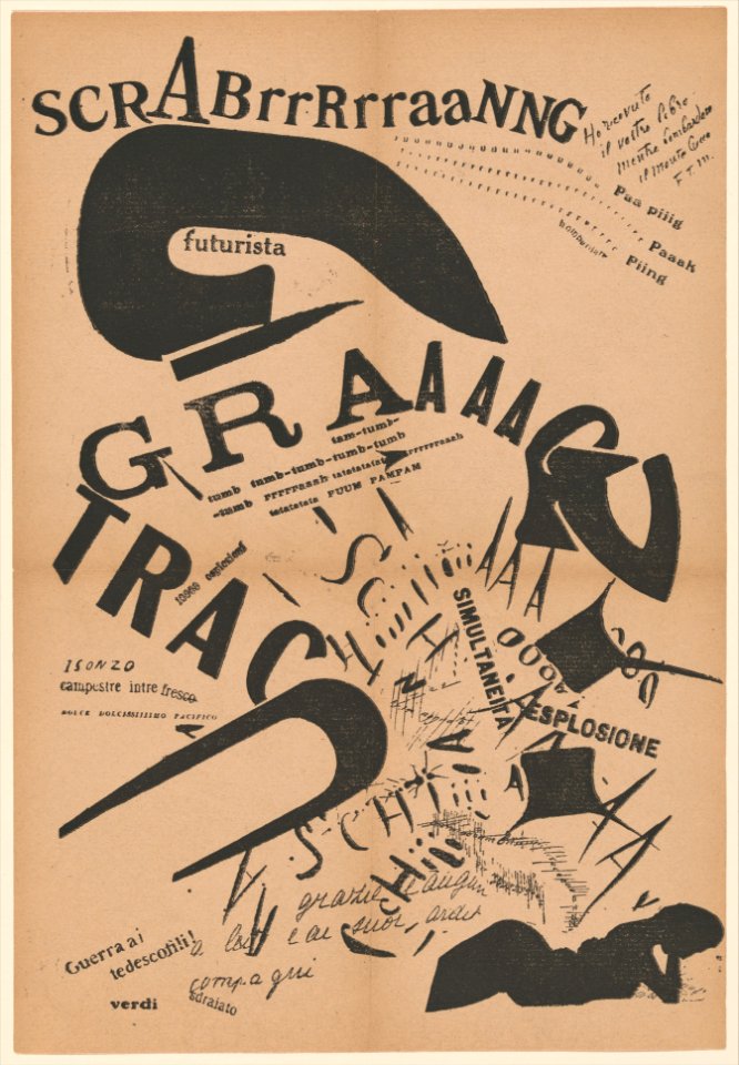 In the Evening, Lying on Her Bed, She Reread the Letter from Her Artilleryman at the Front (Le Soir, Couchée dans son lit, elle relisait la lettre de son artilleur au front), published in Les Mots en liberté futuristes MET DP371749