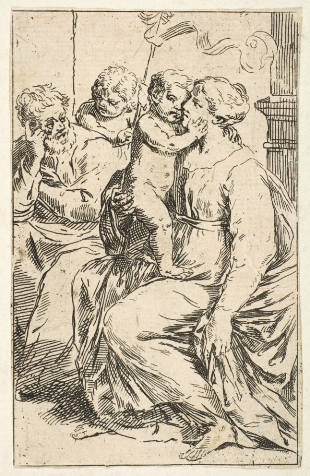 Holy Family with Saint John the Baptist, copy in reverse after Cantarini MET DP815095