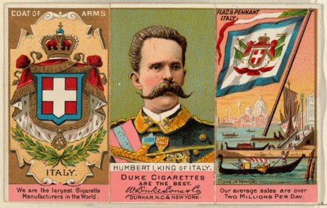 Humbert I, King of Italy, from the Rulers, Flags, and Coats of Arms series (N126-2) issued by W. Duke, Sons & Co. MET DPB873888