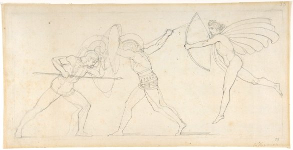 Illustration for "Seven Chiefs Against Thebes" (recto); Studies of Figures (verso) MET DP804208