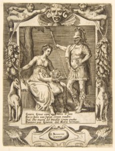 Juno, Mars and Cupid, set within an elaborate frame, from the 'Loves, Rages and Jealousies of Juno' MET DP812662