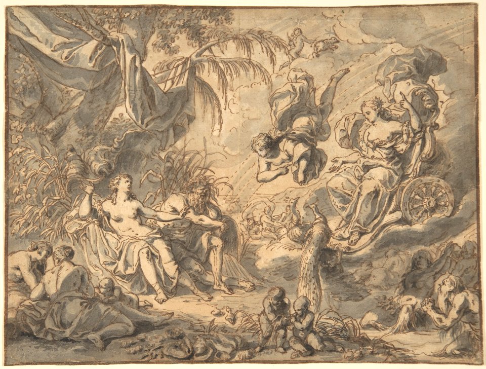 Juno on Her Chariot VIsiting a Young Woman and a Rivergod MET DP802237