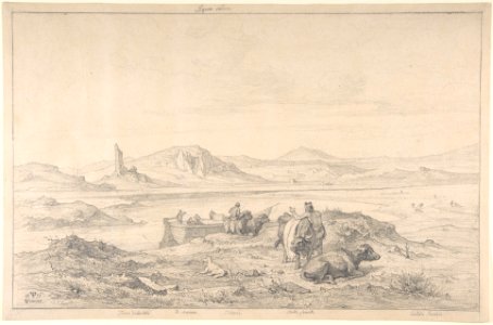 Italian Landscape with the Tiber River and Men with Cattle and a Boat MET DP804364