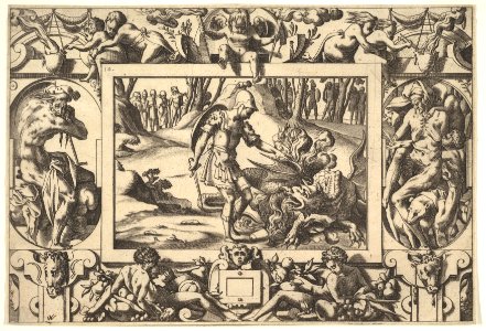 Jason confronting the dragon guarding the Golden Fleece, from- Histoire de Jason et de la conquête de la toison d'or MET DP829671