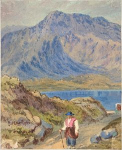 Kitchen Staff (recto); Mountainous Landscape with Hiker (verso) MET DP804696