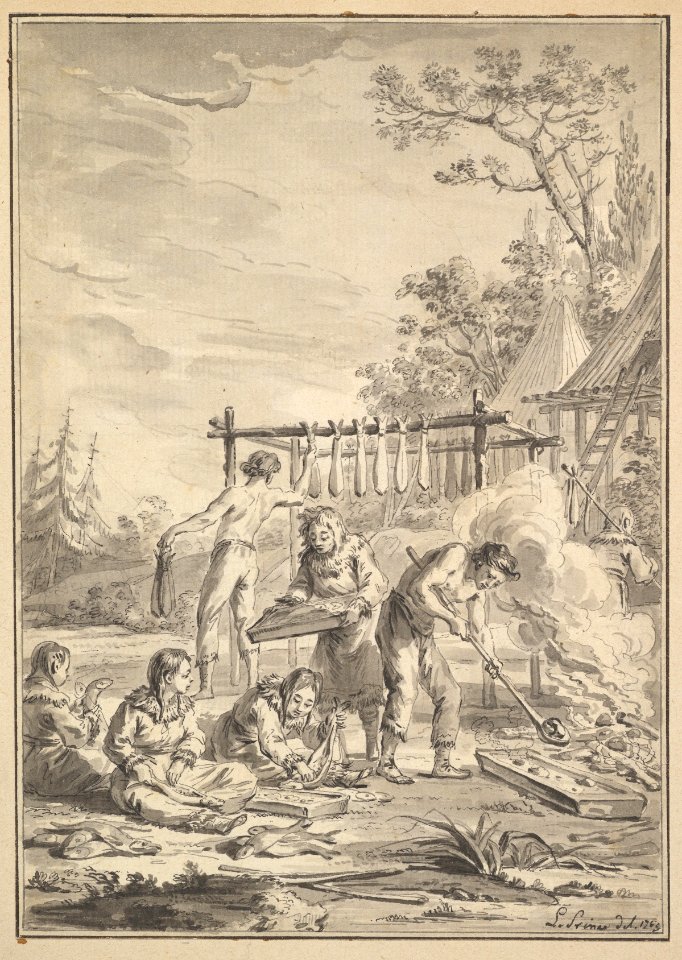 Kamchatkans Preparing Fish to be Dried MET DP823453