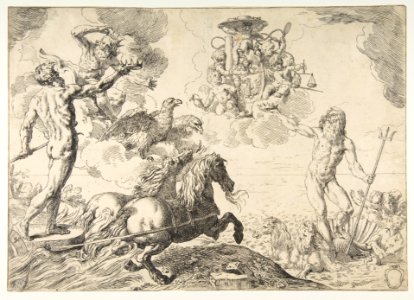 Jupiter, Neptune, and Pluto offering their crowns to the arms of Cardinal Borghese MET DP815210