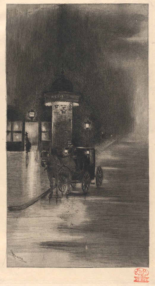 Kiosk and Carriage on a Rainy Night MET DP876486