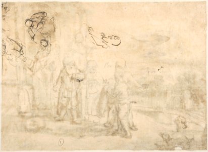 Jacob Receiving Joseph's Blood-Stained Cloak (recto); Study of a Bearded Man and The Sacrifice of Isaac (verso) MET DP800476. Free illustration for personal and commercial use.