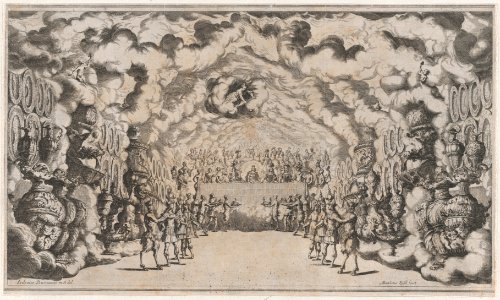 Kingdom of Jove with the banquet of the gods; set design from 'Il Pomo D'Oro' MET DP874682