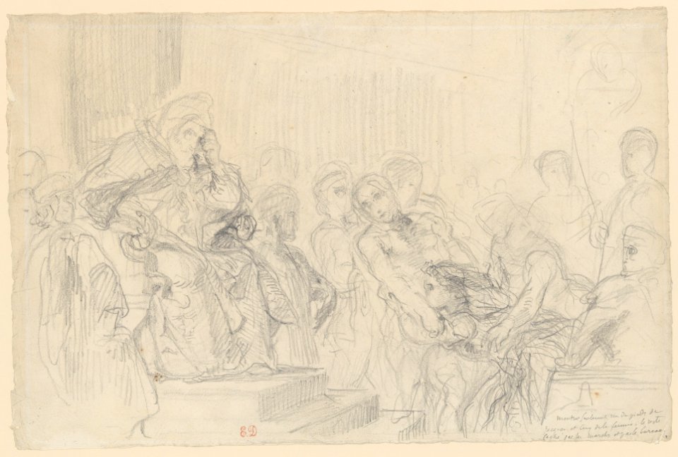 Jacopo Brought before His Father, the Doge- Study for "The Two Foscari" MET DP217801