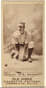 Joseph "Joe" Strauss, 3rd Base, Omaha Omahogs- Lambs, from the Old Judge series (N172) for Old Judge Cigarettes MET DP846340