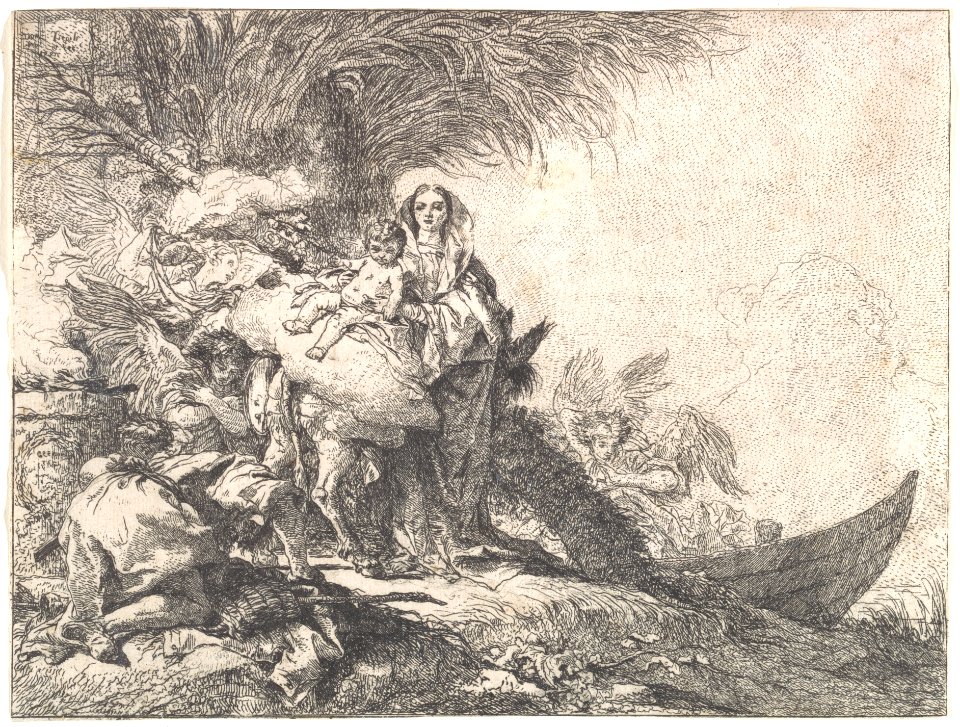 Joseph Adoring the Christ Child near a Smoking Altar, from the Flight into Egypt MET DP132950
