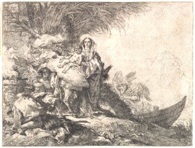 Joseph Adoring the Christ Child near a Smoking Altar, from the Flight into Egypt MET DP132950