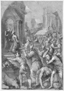 King Solomon Beholds the Ark of the Covenant Being Brought to the Temple MET 263490